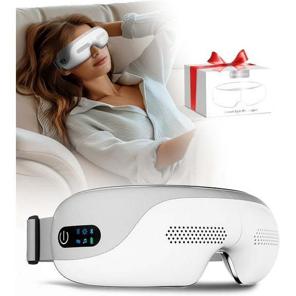 RKXQT Eye Massager with Heat, Smart Eye Massager with Bluetooth Music for Migraine Dry Eye Sleep Relief, Portable Massage Sleep Mask, Ideal Gift for Men,Women/Mom/Dad/Wife/Friends