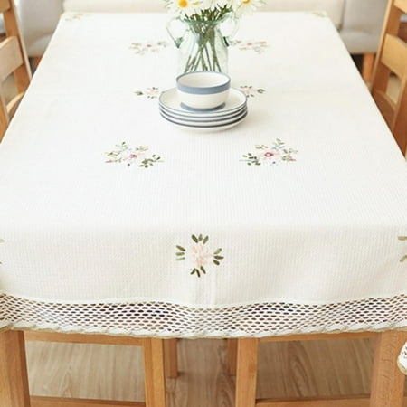 

European Rustic Tablecloth Handmade Table Cloth Rectangular Hollow Out Table Cover 49X49 inch
