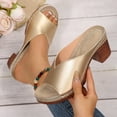 thumbnail image 2 of Black Sandals Women Walking Sandals Platforms Womens Wide Shoes Extra Wide Tan for Women Size 11 Womens Bridesmaid Women's Summer On Casual Beach Yoga Shoes With Mid Heel Gold 6.5, 2 of 9