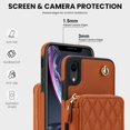 thumbnail image 3 of Crossbody Wallet Case for iPhone XR, RFID Blocking Zipper Handbag Purse Flip Cover, Kickstand Folio Case Card Slots Holder Wrist Strap Lanyard, 3 of 9
