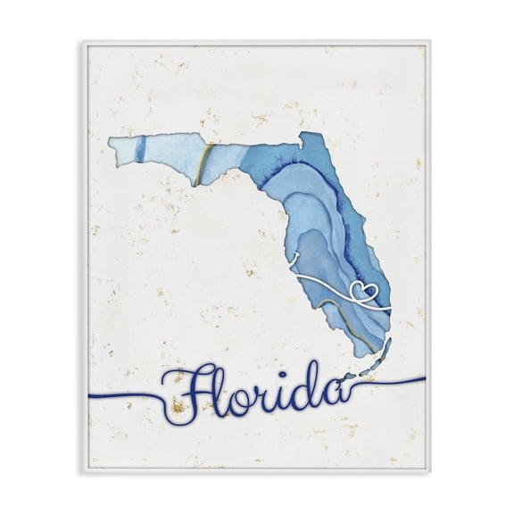 Stupell Industries Modern Florida Agate Blue US State Design Canvas Art, 16 x 20, by Ziwei Li