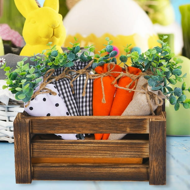 Muñeca de Zanahoria de Pascua, 4 Piezas, Linda Decoración para Festivales, Adorno de Rayas Naranjas, Decoración para Fiestas