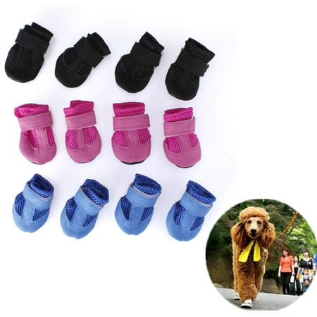 4Pcs Dog Puppy Pet Soft Mesh Shoes Boots  Closure Sports Sneakers 4 (Best Car Boot For Dogs)