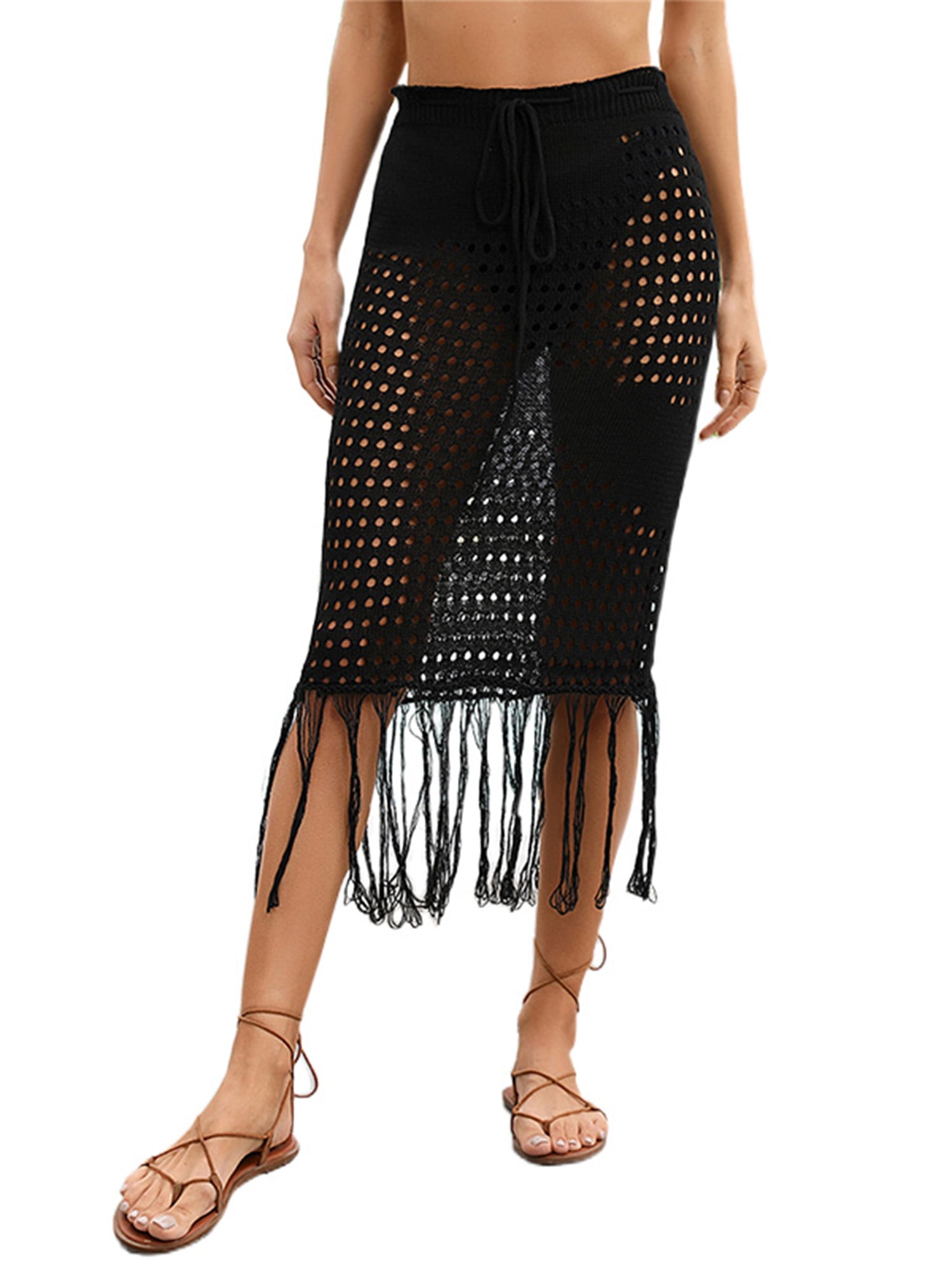 Grianlook Ladies Midi Skirt High Waist Cover Up Skirts Aline Women