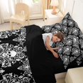 thumbnail image 5 of Homewish Spooky Halloween Skull 7pcs Queen Bedding,Baroque Damask Bedding Comforter Set Queen,Black White,Black Reversible, 5 of 8