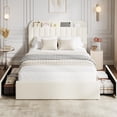 thumbnail image 4 of Bingirl Queen Bed Frame in Beige for - Boucle Upholstered Platform Bed with Storage Headboard, 2 Drawers and Bookcase, No Box Spring Needed, Easy to Assemble, 4 of 7