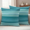 thumbnail image 2 of Teal Turquoise Aqua Ombre Outdoor Pillow Covers 16x16 Set of 2,Waterproof Patio Throw Pillowcase Protectors,Contemporary Abstract Lines Decorative Pillow Shams Cushion Covers for Seat Bed Couch Sofa, 2 of 8