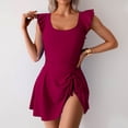 thumbnail image 5 of UPPADA Full Coverage One Piece Swimsuit Womens Ruffle Swimsuit Casual Solid Color Swim Dress Cute Modest Swimsuits Full Coverage One Piece Swimsuit Tummy Control Bathing Suits Red,M, 5 of 6