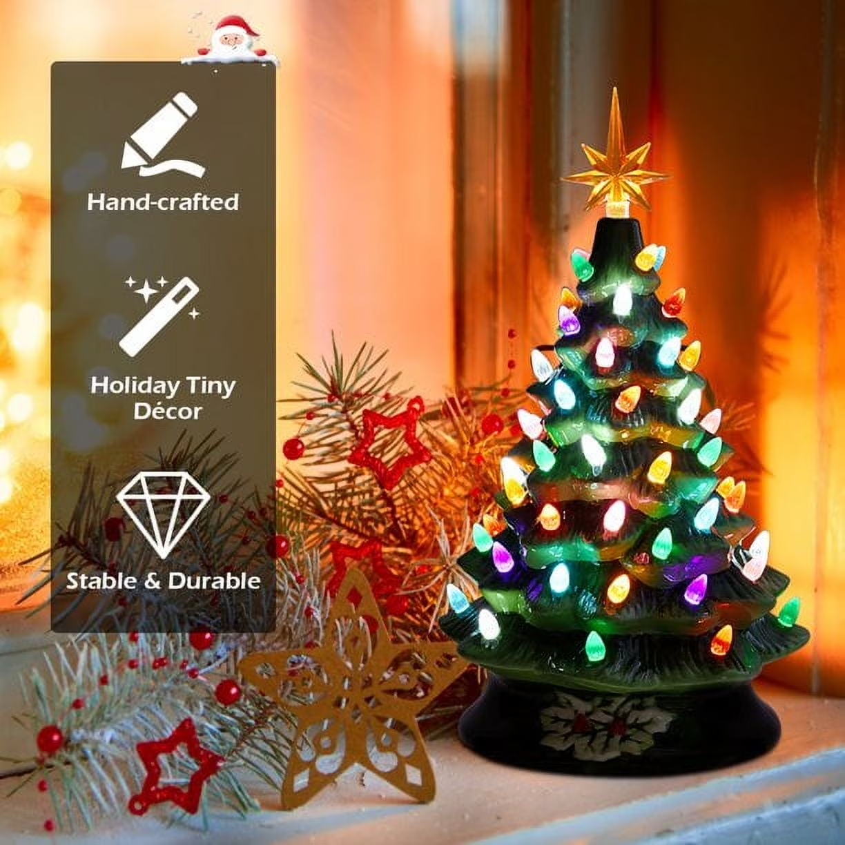 Sugift 15-Inch Pre-Lit Ceramic Tabletop Christmas Tree photo 3