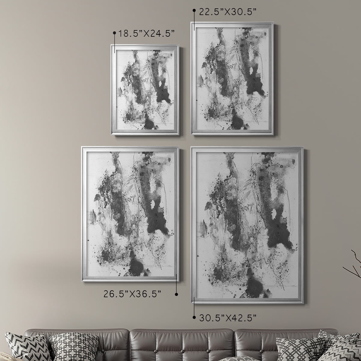 Graphite Abstract III Premium Framed Print, in Gold, Black, or Silver - Ready to Hang