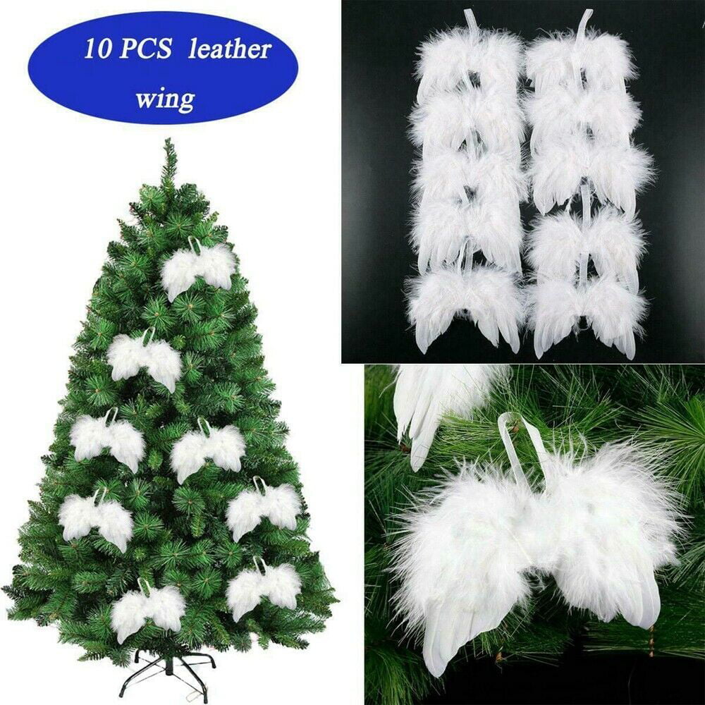 10x White Vintage Feather Hanging Angel Wings Christmas Tree Wedding Decoration.