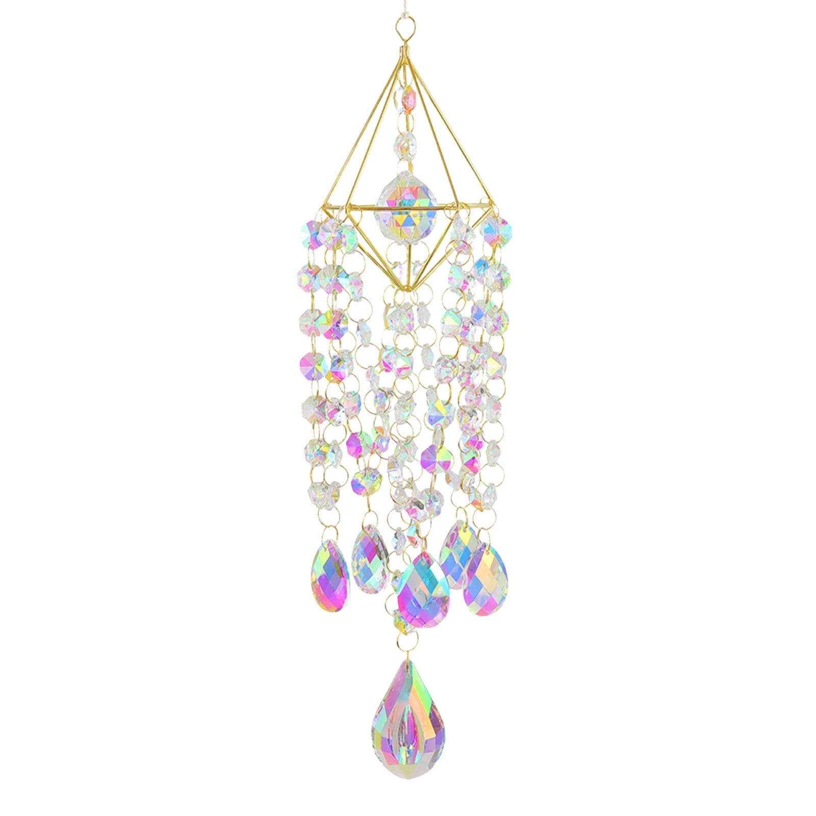 Crystal Wind Chime Suncatchers Wear Resist Crystal Windchimes Decorations Pendants Multifunctional Crystals Prisms Rainbow Maker For Christmas Valentines Day Gift (Iridescent Crystal Pendant)