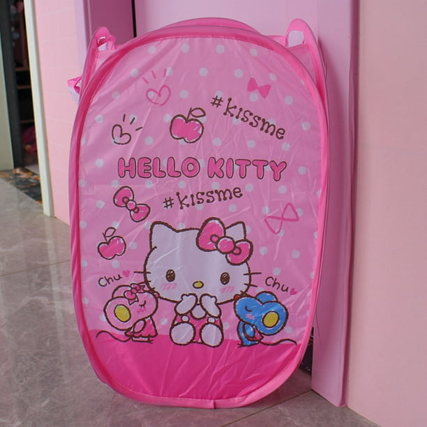 Sanrio-cesto de ropa sucia de Hello Kitty, cubo plegable, cesta de lavandería, cesta de almacenamiento de ropa para el hogar, juguete