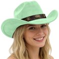 thumbnail image 3 of Vented Straw Cowboy Hat for Women Men Cattleman Crease Wide Brim Breathable Lightweight Western Cowgirl Hat Summer Beach, 3 of 6