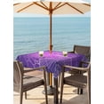thumbnail image 2 of Outdoor Tablecloth with Umbrella Hole and Zipper, Halloween Square Table Cloth 54x54 Inch Waterproof Tablecloth, Farmhouse Retro Purple Ombre White Cobweb Picnic Table Cover for Patio Camping, 2 of 7