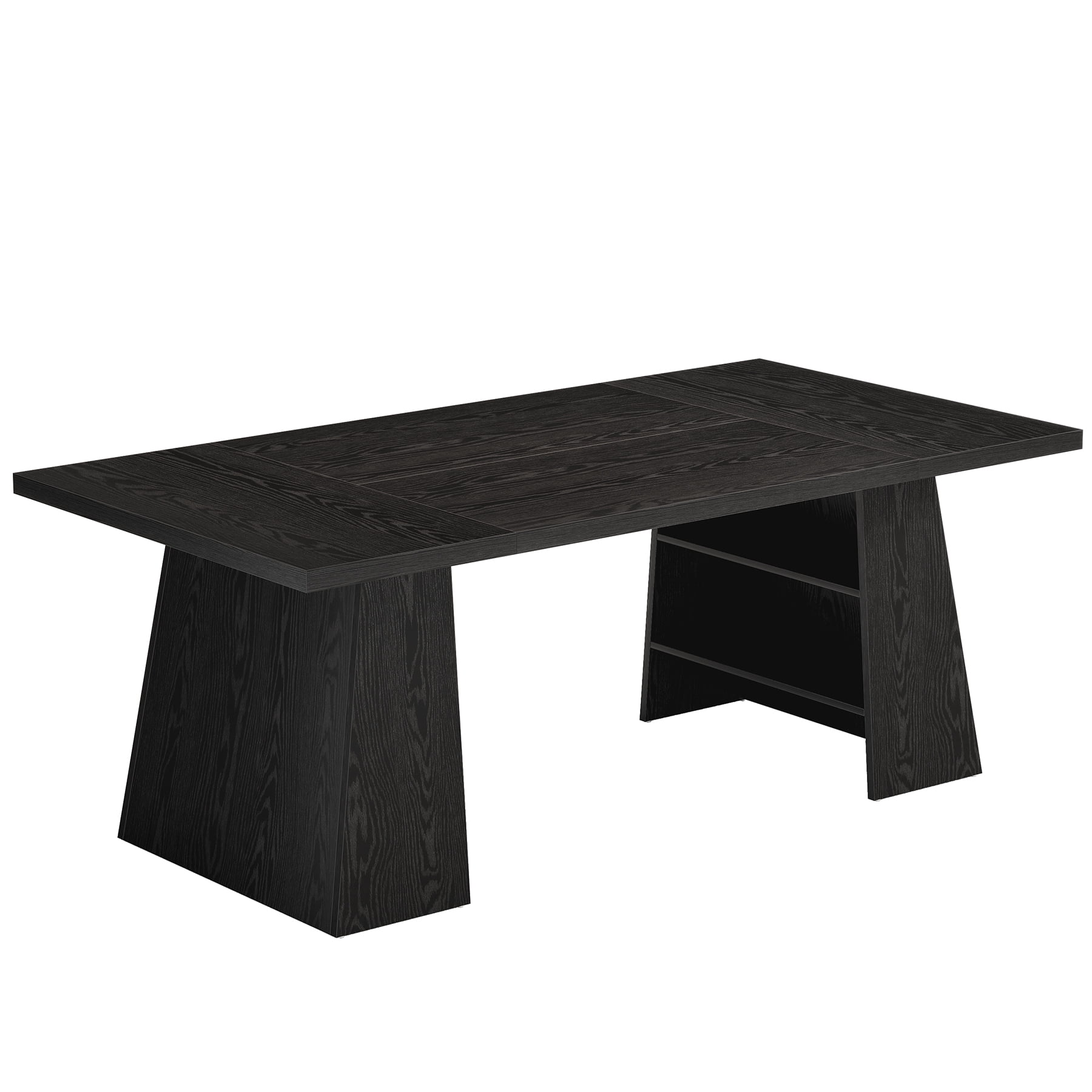 Fnova 63'' Executive Desk, Home Office Computer Desk with Double Pedestal & Storage Shelves, Large Writing & Conference Table, for Home Office & Small Business