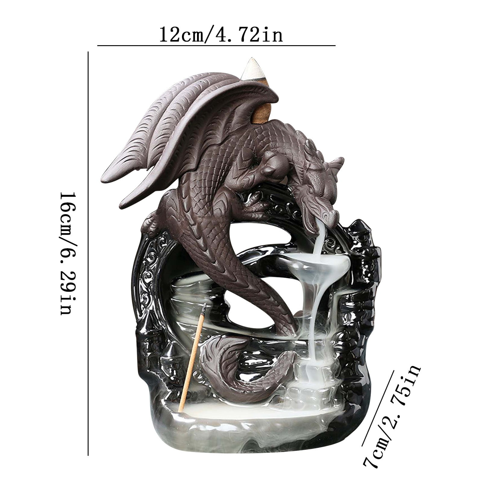 Hxlamzoo Dragon Backflow Incense Burner, Ceramic Incense Waterfall Burners, Incense Fountain Waterfall Holders, Incense Stick Holder with 20 Backflow Incense Cones