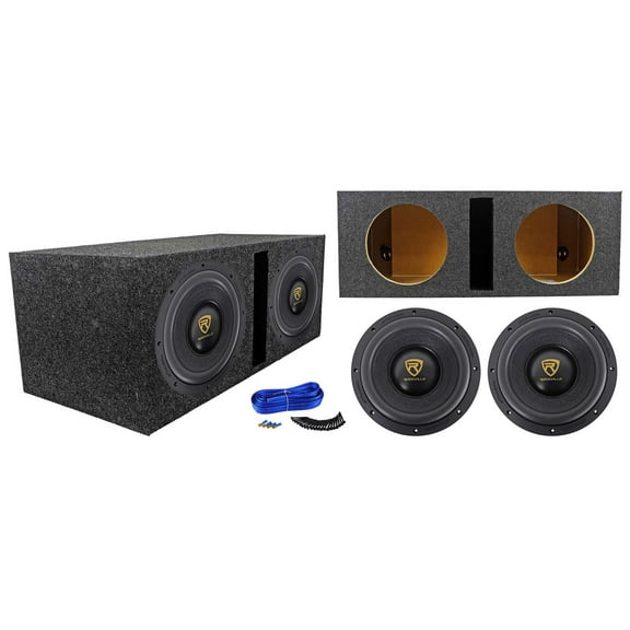 (2) Rockville W10K9D4 10" 6400 Watt Car Subwoofers   Vented Sub Box Enclosure