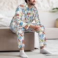 thumbnail image 7 of Cauagu Summer Stamp Print Men's Long-Sleeve Pajama Set,Soft Button-Front 2Pjs for Men Long Sleeve Men’s Sleepwear-Large, 7 of 7
