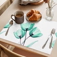 thumbnail image 3 of Green Tulip Placemats Set of 4 Modern Elegant Farmhouse Botanical Floral Place Mats Indoor Wipeable Table Mats Washable Cloth Dining Table Placemats for Kitchen Holiday Party Home Decor 13x19 Inch, 3 of 9