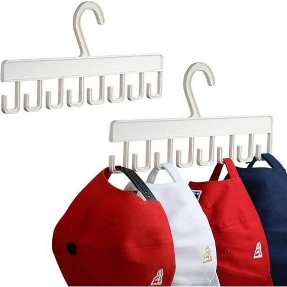 2Pcs Hat Hangers for Closet, Hat Organizer for Baseball Caps, Hat Racks with 16 Hooks