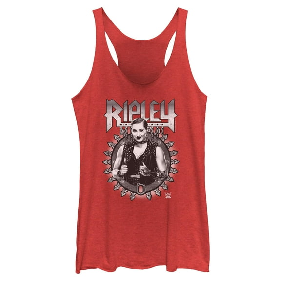 Womens WWE Ripley Black and White Photo Racerback Tank