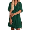 thumbnail image 1 of SAYOO , vestido de chifón de verano para mujer, vestido informal de media manga con cuello en V y estampado de puntos de Color sólido para fiesta SAYOO  Moda, 1 of 9
