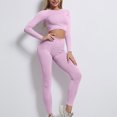 thumbnail image 4 of UAMVSH Yoga 2 Piece Outfits for Women Cropped Long Sleeve Layering Tops with High Waist Butt Lifting Leggings Seamless Athletic Sets(Medium,Hot Pink), 4 of 6