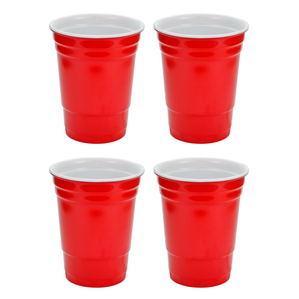 Red Hard Plastic Cup 16oz 4 Pack