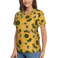 thumbnail image 5 of Yiaed Bees and Sunflowers Print Women's T Shirt V-Neck Short Sleeve Shirt Casual Breathable Tee Summer Tops-, 5 of 5