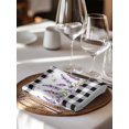 thumbnail image 6 of Purple Lavenders Cloth Napkins Set of 8 Reusable Dinner Napkins, Spring Floral Black Plaid Farmhouse Cocktail Napkin Washable Table Napkins for Wedding/Holiday Party/Baby Shower 20"x20", 6 of 7