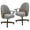 Fonzo Marble, Chestnut Oak, variant on Chromcraft Dining Chairs on Casters, Swivel Rolling Cushioned Seats, Walnut Solid Wood Accents, Mocha Upholstery, Metal Base, 1 piece set
