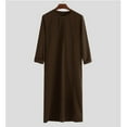 thumbnail image 4 of IROINNID Discount Men's Muslim Robe Set Arab Middle Robe Long Sleeve Standing Neck Zipper Robe,Brown, 4 of 4