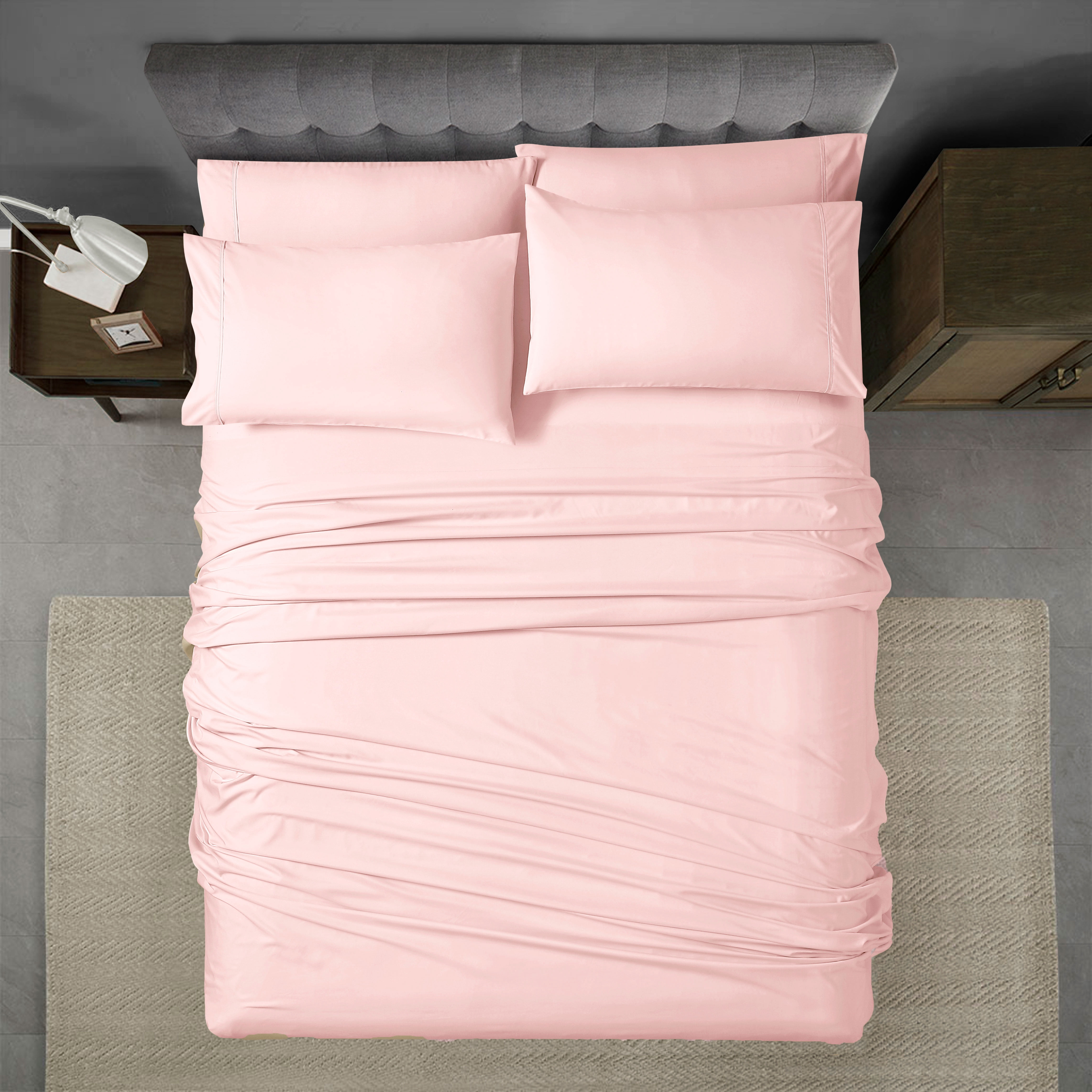 Swift Home Luxury 6-Piece Sheet Set with Extra Pillow Case, Queen, Blush