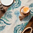 thumbnail image 3 of Turquoise Jellyfish Coastal Table Runner 90 Inches, Summer Ocean Seaweed Vintage Bed Runner Dresser Scarves Tabletop for Indoor Outdoor Parties/Ceremony/Banquet, 13" x 90", 3 of 9