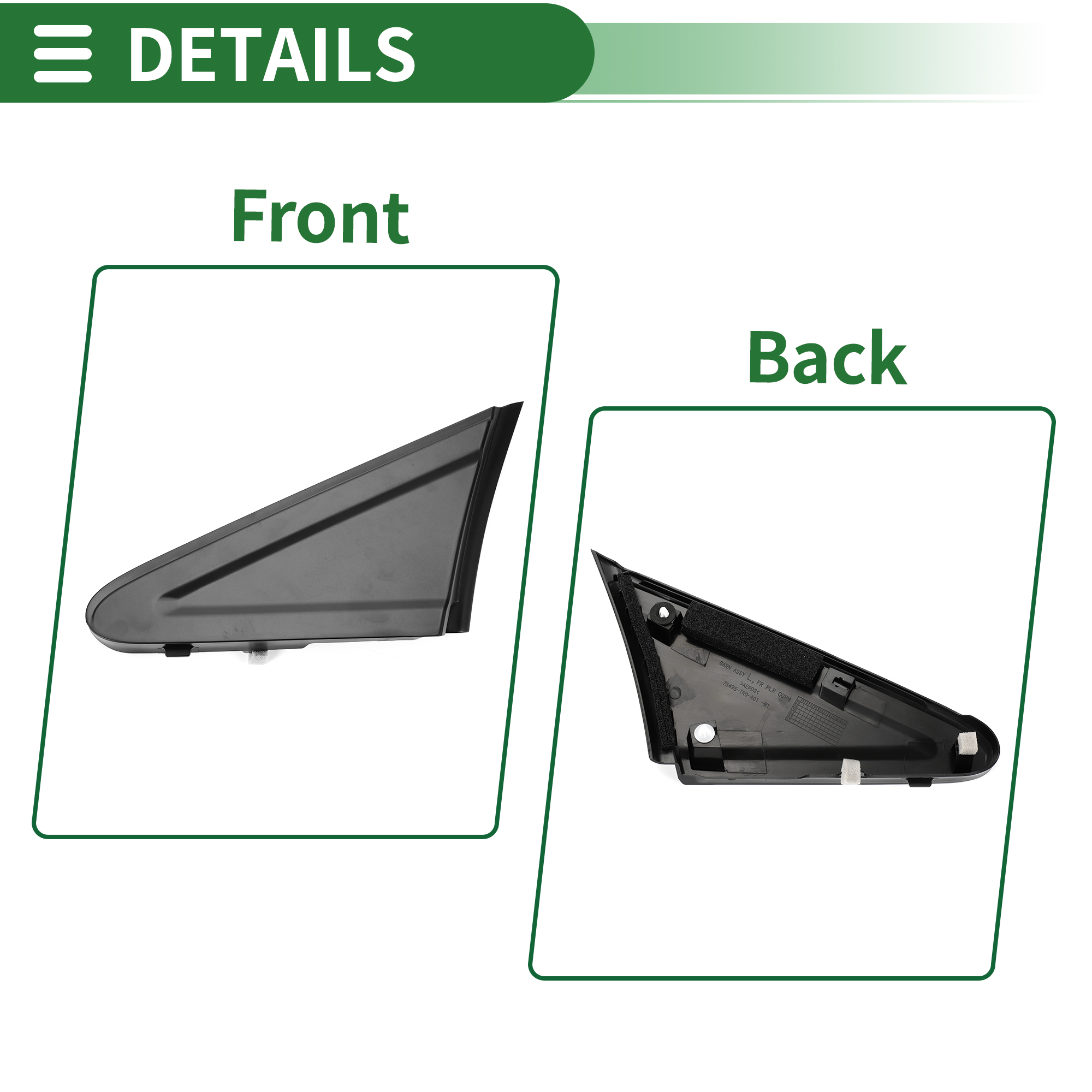 Unique Bargains Pillar Corner Triangle Trim for Honda Civic 2012-2015 Plastic