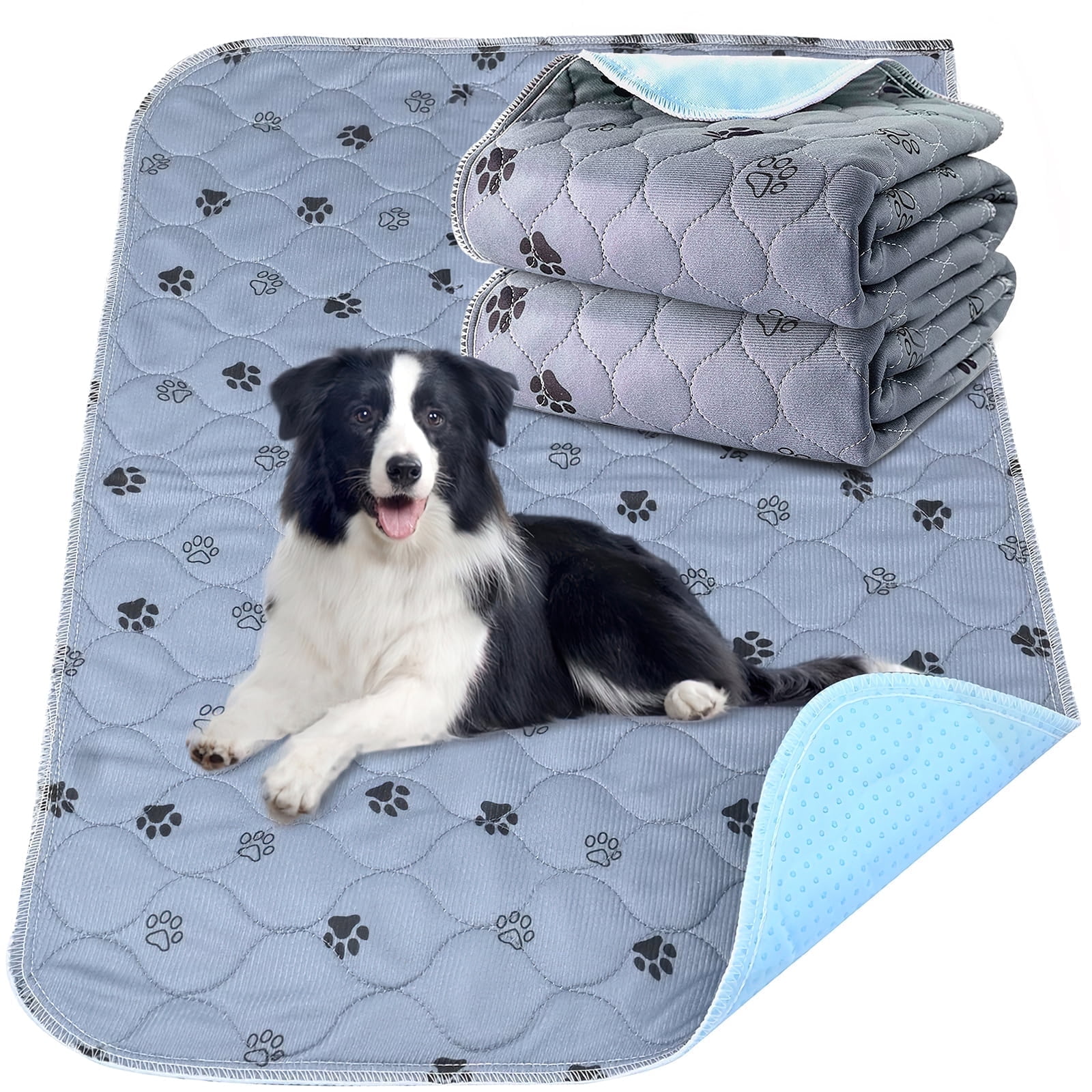 2 Pack Washable Pee Pads for Dogs, Reusable Puppy Pee Pads, Pet Training Mats with Leakproof Bottom, for Floor, Kennel, Crate, Sofa, 19.7"x27.6", Gray