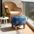 thumbnail image 4 of SCRAWLGOD Dark Blue Marble Print Ottoman Slipcover, Anti Slip Square Footstool Cushion with Elastic Bottom Thick Foot Stool Protection Universal Fit for Most Footrest Sofa, 4 of 7