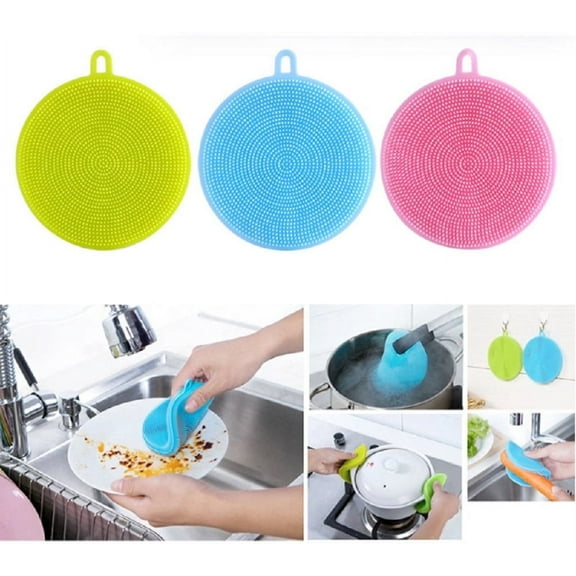3-Pack Silicone Dish Scrubbing Pads – Non-Scratch, Odor-Free Kitchen Sponges – Reusable & Durable Silicone Scrubbers for Dishes, Pots & Pans TIKA