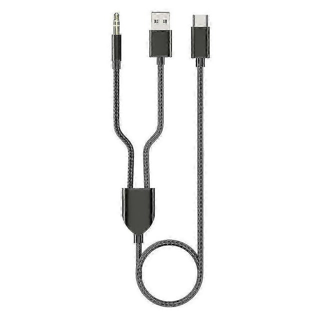 Cable auxiliar estéreo Hi-Fi de 3,5 mm con conector tipo C a USB-A para altavoces de coche.