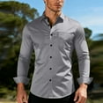 thumbnail image 6 of BiZtdJrK Men's Long Sleeve Dress Shirts Solid Color Business Casual Button Down Shirt Wedding Party Formal Work Tops with Pocket, Gray, S, 6 of 7