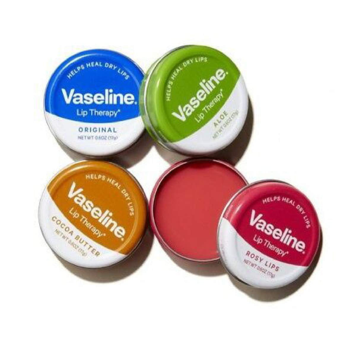 Vaseline Lip Therapy Lip Balm Tin, Cocoa Butter, 0.6 oz 4-Packs