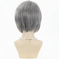thumbnail image 4 of Layered Bob Short Gray Wigs for Women Mixed Gray Cute Straight Pixie Bob Wig Synthetic Haircuts Grey Side Part Inverted Bob Wig Natural, 4 of 6