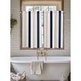 thumbnail image 7 of Kitchen Curtains 54 Inches length, Beige Navy Blue Striped Window Treatment Curtain Drapes, Farmhouse Stripe Art Thermal Insulated Drapes for Basement Hotel RV, 42"x54", 2 Panels, 7 of 7
