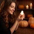 thumbnail image 4 of Halloween Light Up Ghost Figurine with Black Witch Hat, Cute Spooky Mini Glowing Ghost Desktop Ornament for Halloween Party, Bedroom Shelf Decor, Micro Landscape Fall Home Halloween Decoration,B, 4 of 4