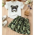 thumbnail image 3 of GYRATEDREAM Toddler Girls Skirt 2 Piece Outfits Kids Baby Cartoon Print Ruffle Short Sleeve T-shirt Top + Belted Summer Skirt Set for 18 Months-7 Years, 3 of 8