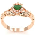 thumbnail image 5 of Claddagh Emerald Diamond Ring In Solid 14k Rose Gold, 5 of 6