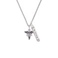 thumbnail image 2 of Delight Jewelry Silvertone Caduceus - OTA Silvertone Be Strong and Courageous Bar Charm Necklace, 23", 2 of 4