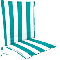 Jordan Manufacturing 41" x 22" Awning Turquoise Stripe Rectangular Outdoor Chair Cushion with Ties and Flange
