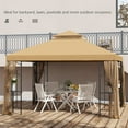 thumbnail image 6 of Outsunny 141.7" x 118.1" Steel Outdoor Patio Gazebo Canopy with Removable Mesh Curtains, Display Shelves, & Steel Frame, Brown, 6 of 9